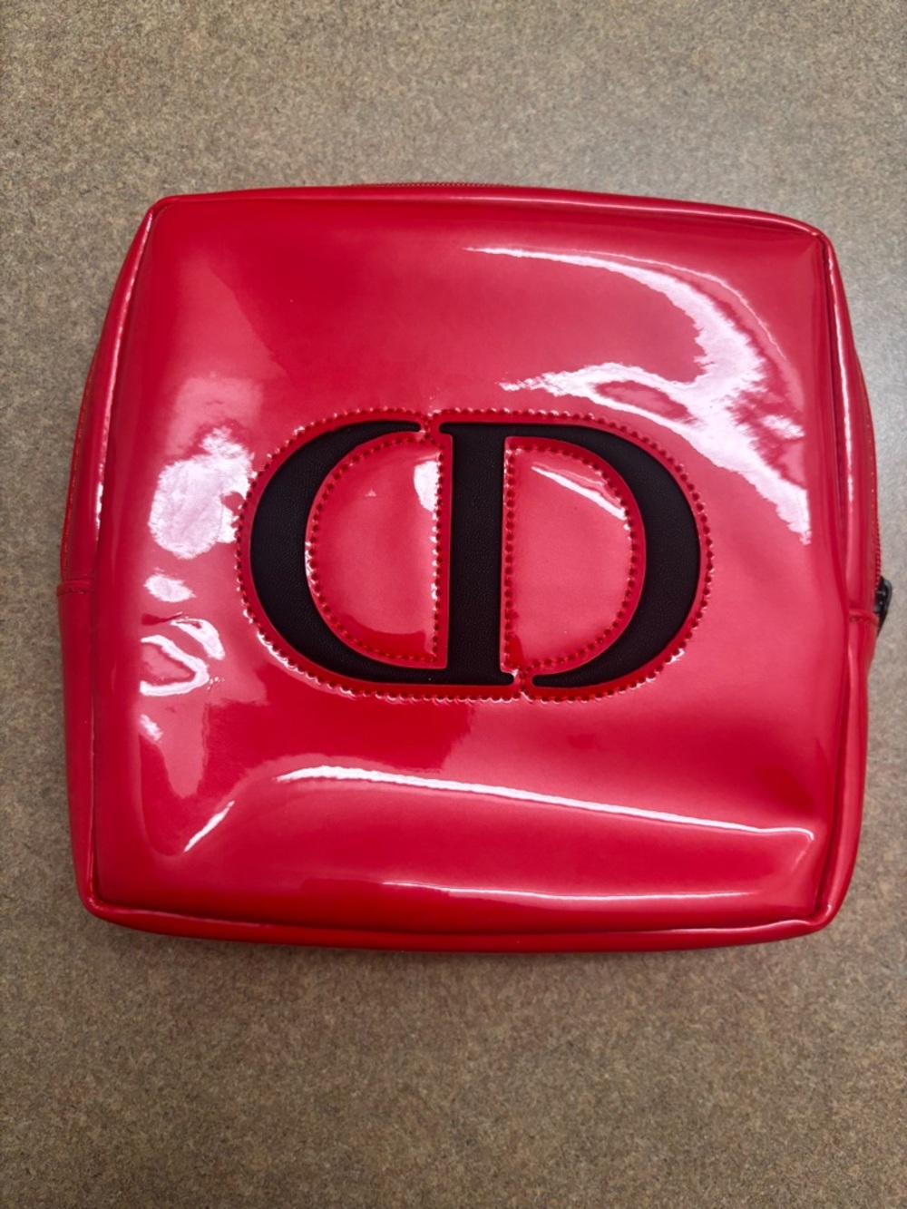 Dior Red Cosmetic Pouch with Black Logo